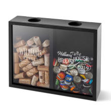 Customized Solid Wood Double Sided Beer Wine Cork Display 3D Shadow Box Picture Photo Frame